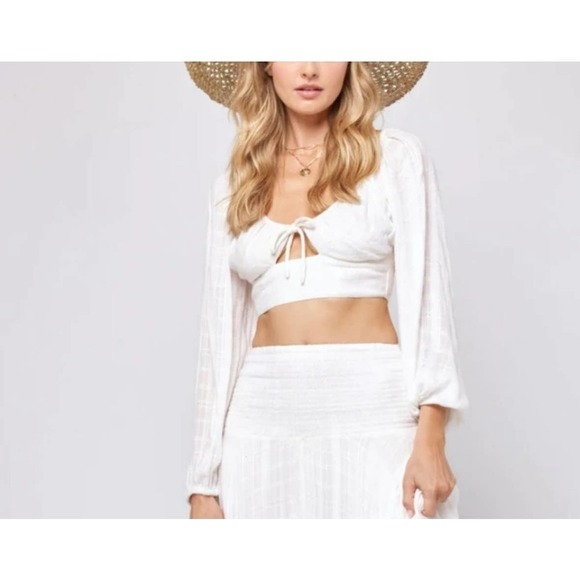 l*space Tops - L*Space Daphne Cropped Boho Top in Cream Size S